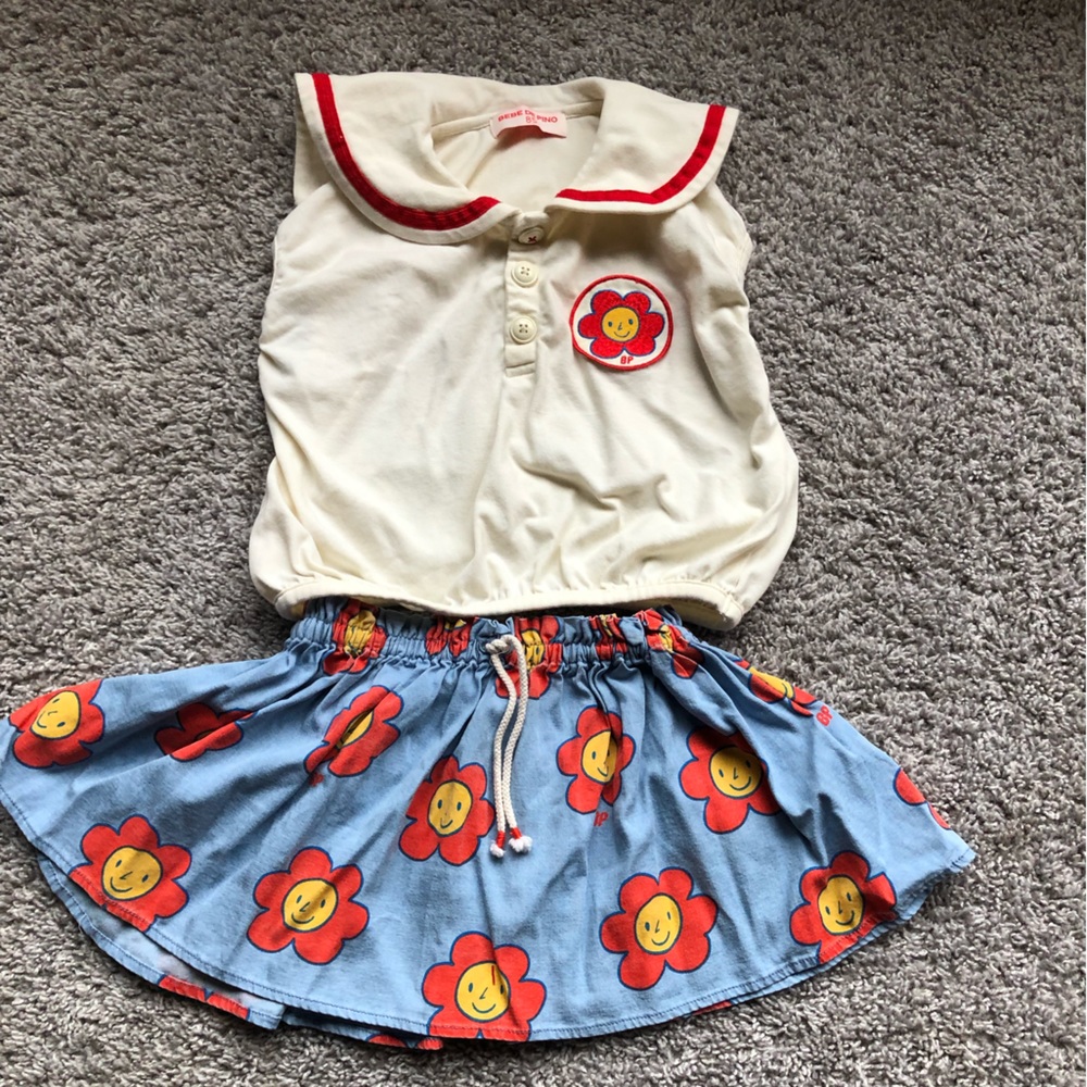 Bebe De Pino skirt and short sleeve set.